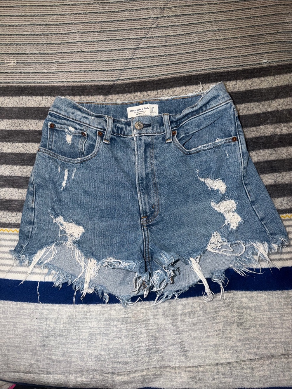 Abercrombie & Fitch Distressed Light Blue Denim Cutoff Shorts